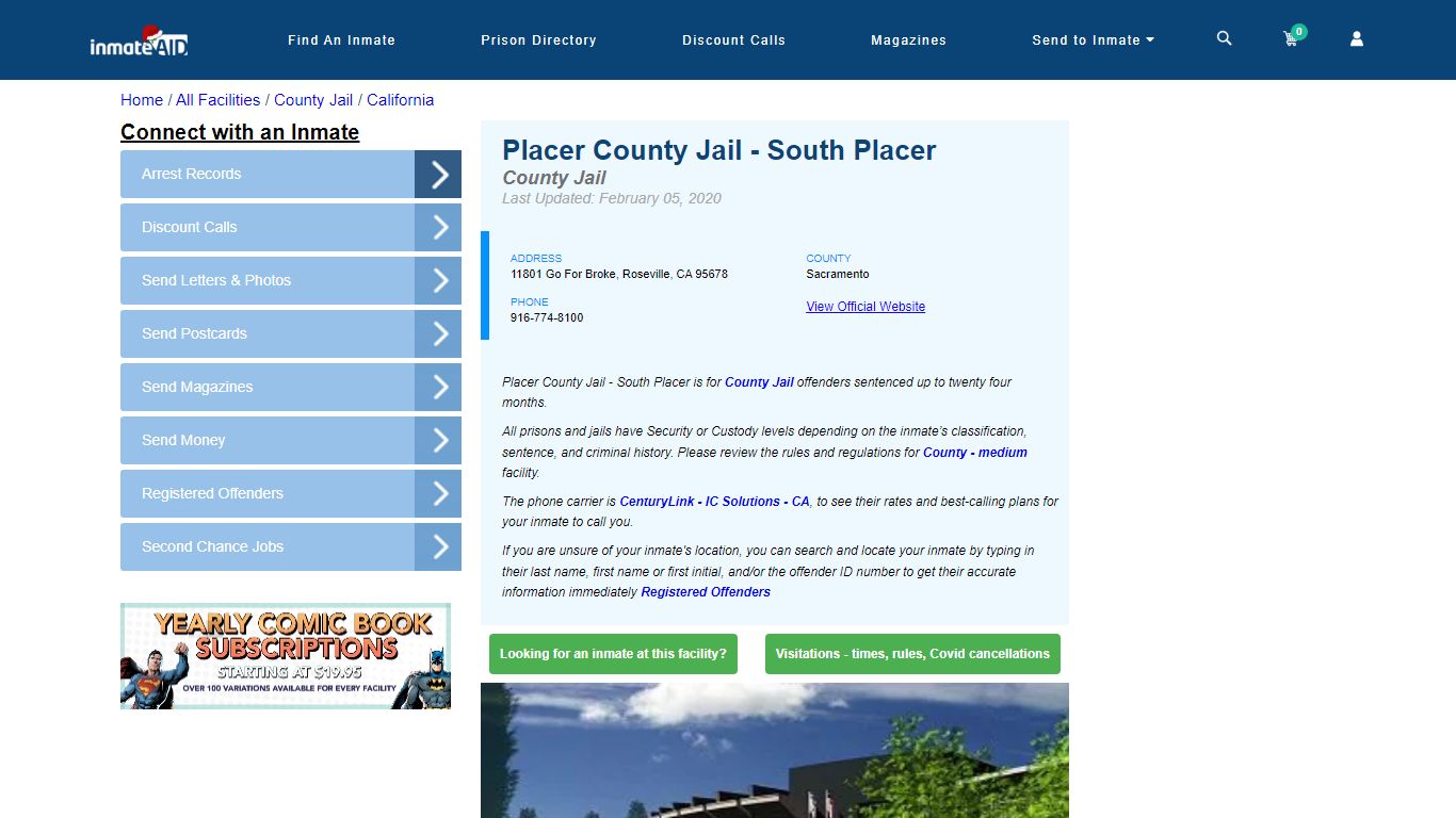 Placer County Jail - South Placer - Inmate Locator - Roseville, CA